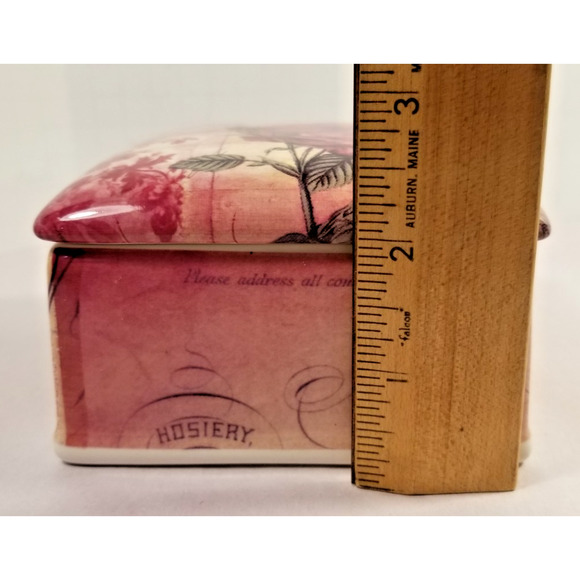 Vintage Romance! Red Rose Floral Trinket Jewelry Porcelain Box Kimberly Poloson - Picture 5 of 8